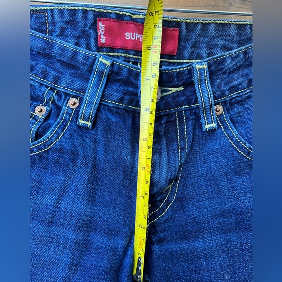 Vintage Y2K Levi’s 518 super low rise boot cut flares, dark wash. Jr size 1 - Picture 9 of 11